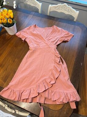 Pink shein wrap dress size medium